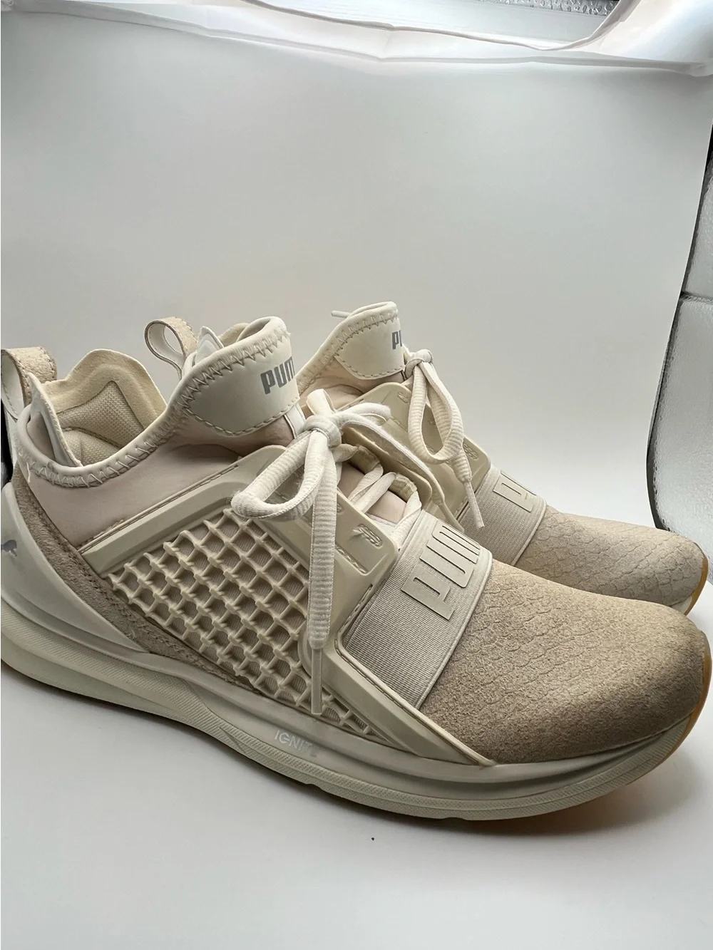 Puma Ignite Limitless Reptile Cream Oatmeal Khaki Sneakers Women’s Size 9 Shoes